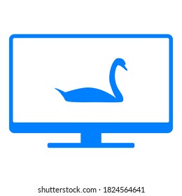 Swan and screen on white