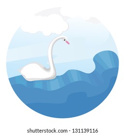Swan  in the sea, vector illustration