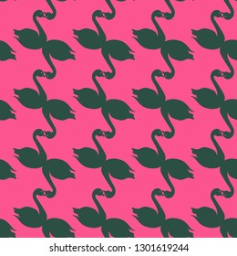 Swan seamless background - romantic pattern. Cute childish print.