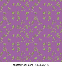 Swan seamless background - romantic pattern. Cute childish print.