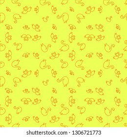 Swan seamless background - romantic pattern. Cute childish print.