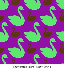 Swan seamless background - romantic pattern. Cute childish print.