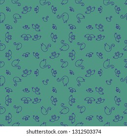 Swan seamless background - romantic pattern. Cute childish print.