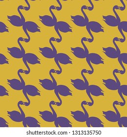 Swan seamless background - romantic pattern. Cute childish print.