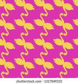 Swan seamless background - romantic pattern. Cute childish print.