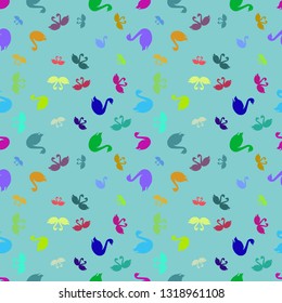 Swan seamless background - romantic pattern. Cute childish print.