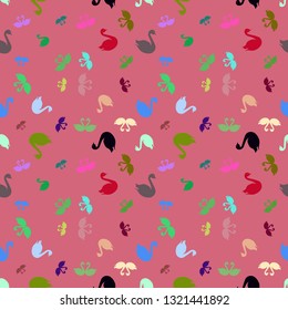 Swan seamless background - romantic pattern. Cute childish print.