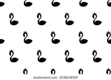 Swan seamless pattern background template. Animal silhouette illustration