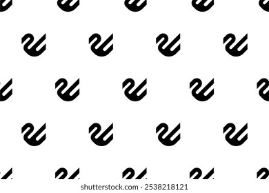 Swan seamless pattern background template. Animal silhouette illustration