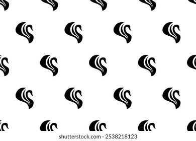 Swan seamless pattern background template. Animal silhouette illustration