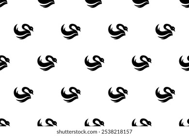 Swan seamless pattern background template. Animal silhouette illustration
