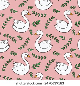 Swan seamless pattern print design. Vector illustration design for fashion fabrics, textile graphics, prints.