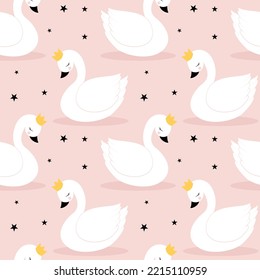 Swan seamless pattern vector illustration for t-shirt design. Vector illustration design for fashion fabrics, textile graphics, prints.