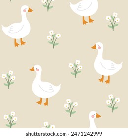 Swan Seamless Pattern, Vector illustration background