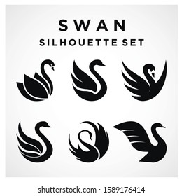 Swan Set logo Template vector illustration design