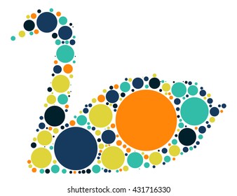 swan shape vector design by color point