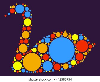 swan shape vector design by color point