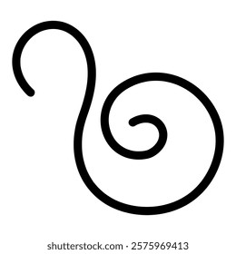 Swan shaped curl. Sketch. Hand drawn curled sign. Vector illustration. Outline on isolated white background. Doodle style. Idea for web design.