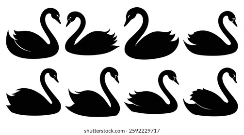 Swan Silhouette Bundle for Bird and Wildlife Designs