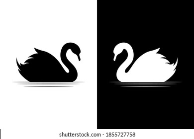 Swan silhouette collection Vector illustration