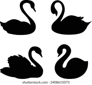 Silhouette de cisne aislada en fondo blanco