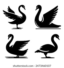 Swan Silhouette, Perfect for Nature and Elegance Themes - Flat Vector Illustration