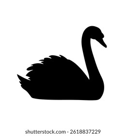 Projeto de ilustração plana do vetor da silhueta do cisne.