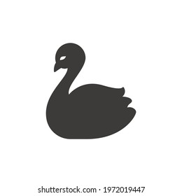 Swan silhouette vector icon. Black glyph symbol.