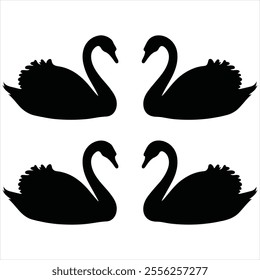 swan silhouette vector icon image design illustration. swan black icon isolated on white. collection of swan animal silhouette.
