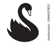 Swan silhouette vector illustration black. silhouette Swan Flapping wings logo.