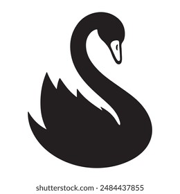 Silueta de cisne Ilustración vectorial negro. silueta Cisne Aleteo alas logo.