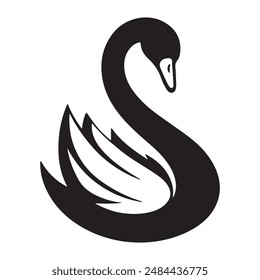 Swan silhouette vector illustration. silhouette Swan Flapping wings logo