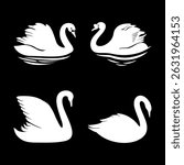 swan silhouette vector illustration set