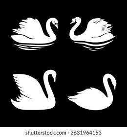 swan silhouette vector illustration set