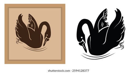 A swan silhouette vector isolated on white