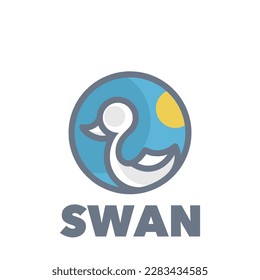 Swan simple cute logo mascot 