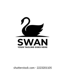 Swan simple flat logo design vector