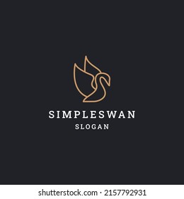 Swan simple line art logo template vector illustration design