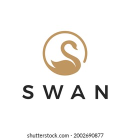 Swan Simple Luxury Logo Design Vector