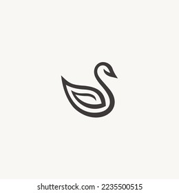 Swan simple minimalist elegant line style logo icon design template flat vector