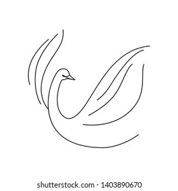Swan. Soaring bird. Linear icon isolated on white background. Vector graphics.