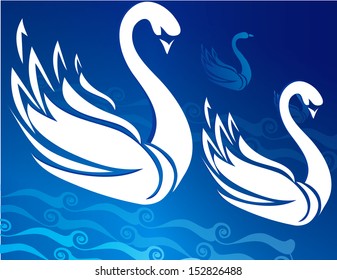 Swan stylized in lake
