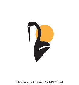 Plantilla de diseño del logotipo Swan y sun