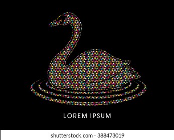 Swan swimming designed using colorful mosaic pattern graphic vector