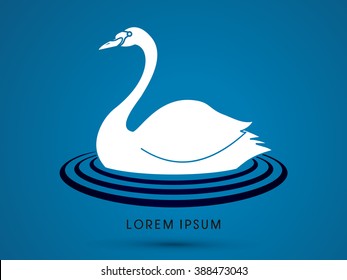 Swan swimming graphic vector
