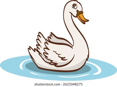 Swan swimming in the lake vector illustration