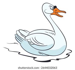 Cisne nadando na água. Ilustração para site, apresentação, mídia social ou impressa.