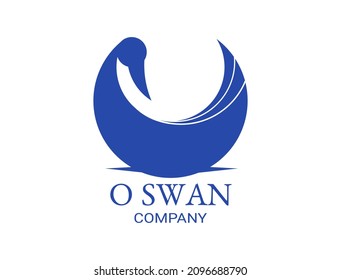A swan swimming on the water with the use of blue for the swan logo