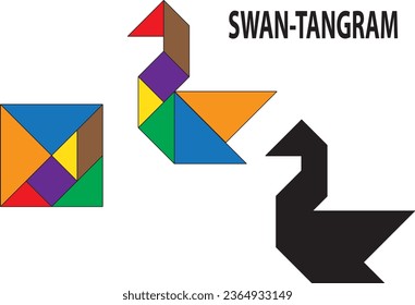 Swan Tangram Puzzle. Education and Creativity.