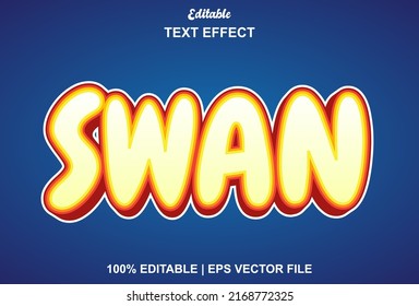 swan text effect with orange color editable.